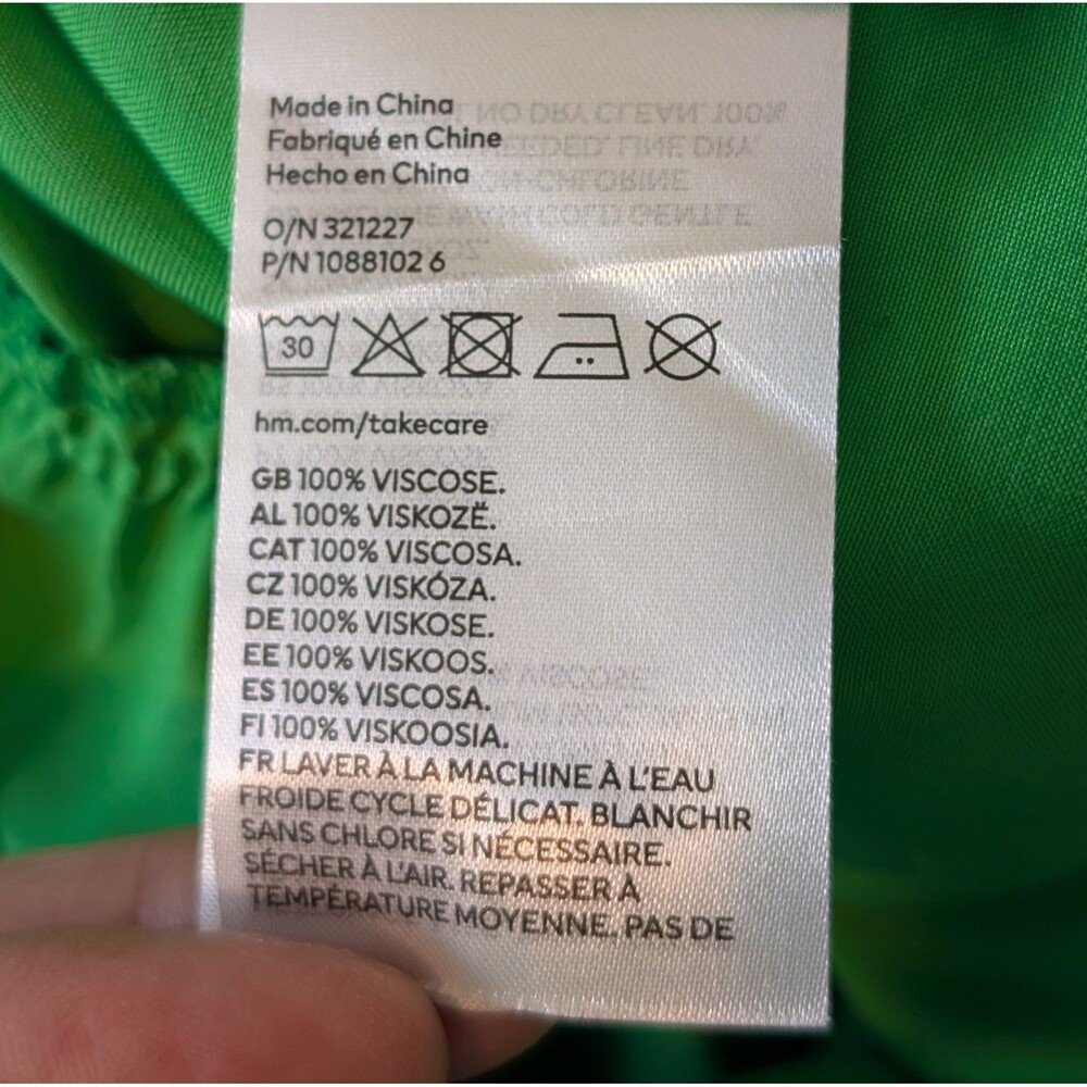 NWT H&M Size XS Wrap Dress Long Sleeve Kelly Green Viscose Satin Cocktail Chic - Picture 10 of 12